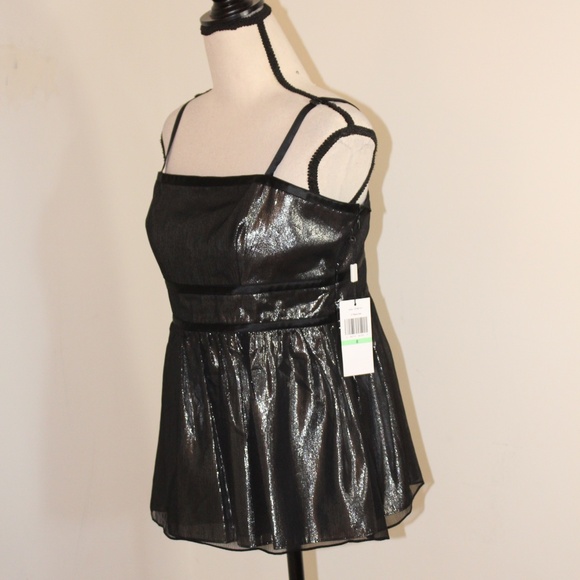 Calvin Klein, Y2K black metallic babydoll top - Picture 4 of 11